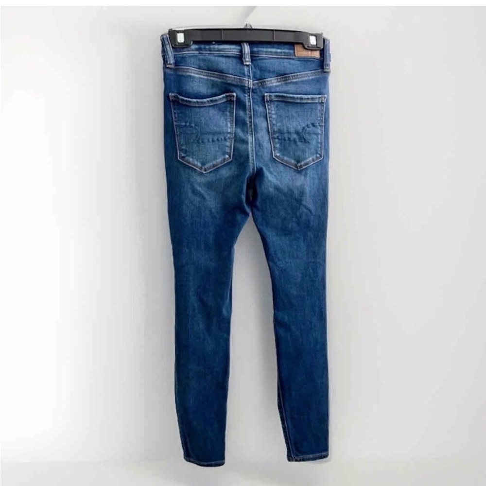 American Eagle Skinny Jeans High-Rise jegging Distressed Blue size 4 short - Picture 5 of 11